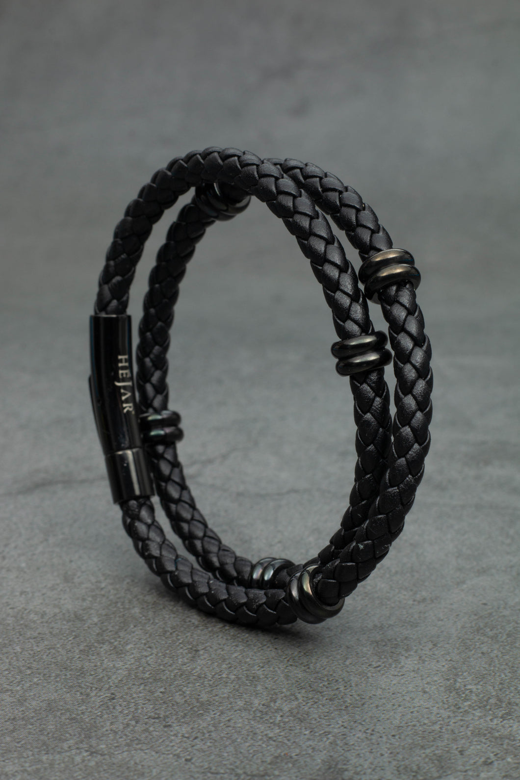 Classic Double Leather Bracelet - Royal Black Edition