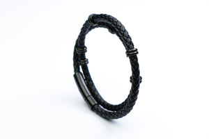 All Black Double Leather Bracelet