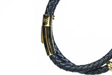 Load image into Gallery viewer, Black &amp; Gold Double Leather Bracelet
