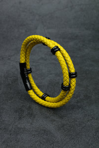 Yellow Leather Double Bracelet