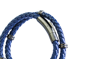 Double Navy Leather Bracelet