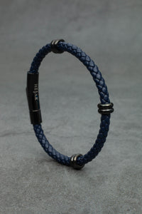 Classic Single Leather Bracelet - Navy Blue Edition