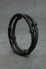 Load image into Gallery viewer, Classic Double Leather Bracelet - Royal Black Edition
