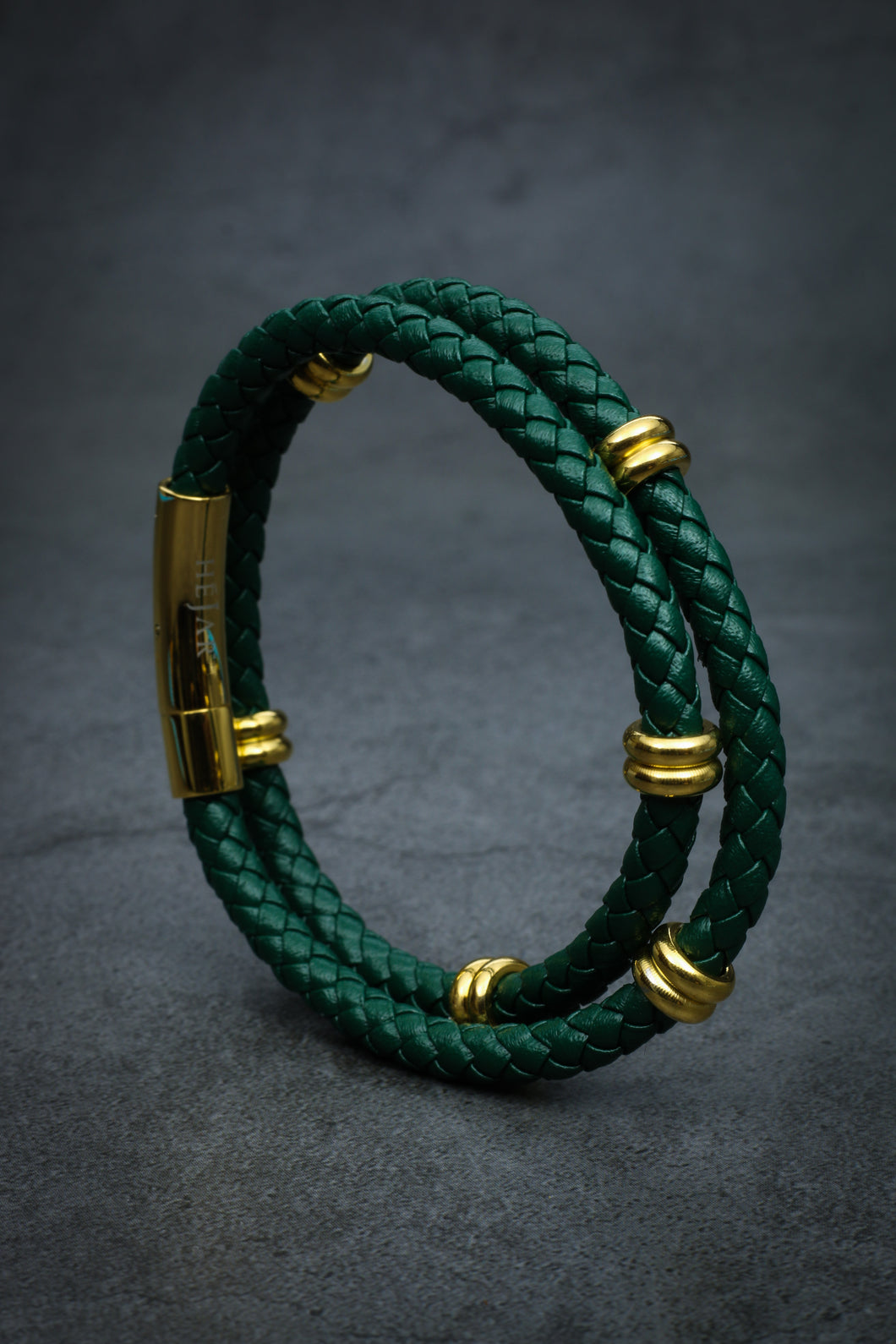 Classic Double Leather Bracelet - Royal Green Edition